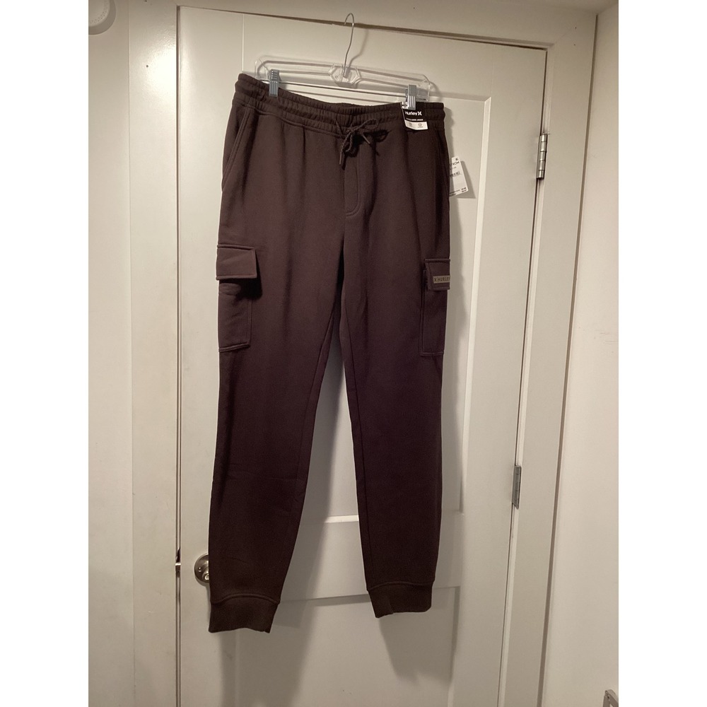 Hurley Mens Fleece Cargo Jogger Slim Fit Brown Sweatpants XL HFA25VMB-21196